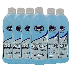 Kit C/6 Removedor de Esmaltes Com Acetona + Silicone Ideal 500ml