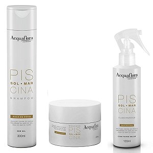 Shampoo + Mascara + Fluido Protetor Sol Mar Piscina Acquaflora
