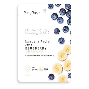 Ruby Rose Skin Máscara Facial Blueberry e Banana Antioxidante e Iluminadora Hb-705
