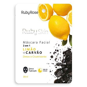 Ruby Rose Skin Máscara Facial Limão e Carvão Detox e Cicatrizante 25ml Hb-707