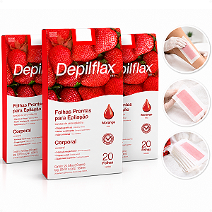 Kit Depilflax Morango: 3 Caixas De Folhas Prontas Para Depilação Corporal