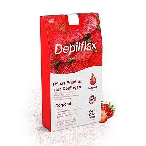 Folhas Prontas Depilflax Para Depilação Corporal Morango C/20