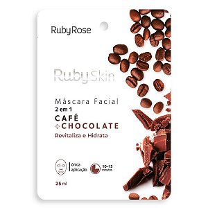 Ruby Rose Skin Máscara Facial Café e Chocolate Revitaliza e Hidrata 25ml Hb-709