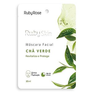 Ruby Rose Skin Máscara Facial Chá Verde Revitaliza e Protege 25ml Hb-704