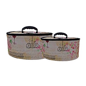 Conjunto Frasqueira Oval Paris Dmoreno 2 Unidades