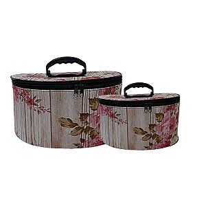 Conjunto Frasqueira Oval Rosas Dmoreno 2 Unidades