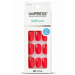 Unhas Autocolantes Kiss Ny Impress Self Love 220v Quadrado Médio Imc05b