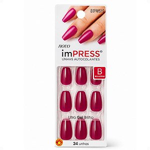 Unhas Autocolantes Kiss Ny Impress Ruby Bailarina Bipam515br