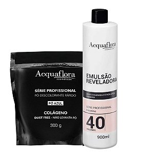 Kit Pó Descolorante + Emulsão Reveladora Acquaflora Volume 40 900ml