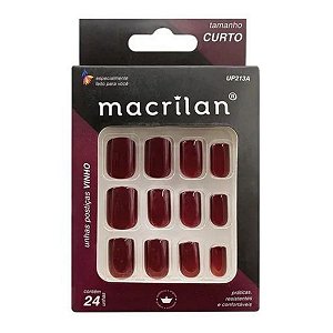 Unhas Postiças Vinho Curto Sem Adesivo Macrilan Ref. Up213a