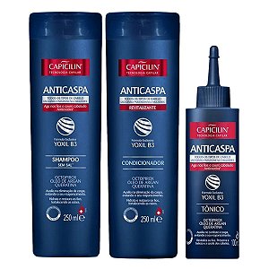 Kit Capicilin Anticaspa C/ Shampoo + Condicionador + Tônico