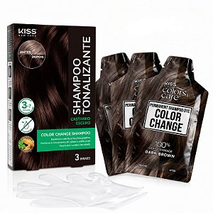 Shampoo Tonalizante Kiss New York Color Change Castanho Escuro