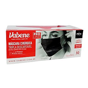 Máscara Descartável Vabene Preta Com 50 Unidades Tamanho Único