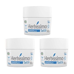 Kit 3 Desodorante Creme Herbissimo Talco Antitranspirante 55g