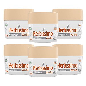Kit 6 Desodorante Creme Herbissimo Vanilla Antitranspirante 55g