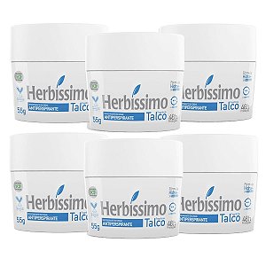 Kit 6 Desodorante Creme Herbissimo Talco Antitranspirante 55g