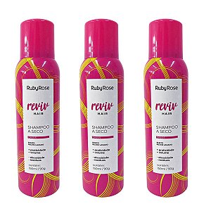 Kit Shampoo A Seco Ruby Rose Reviv Hair Pink Wishes Baunilha C/3 HB-804