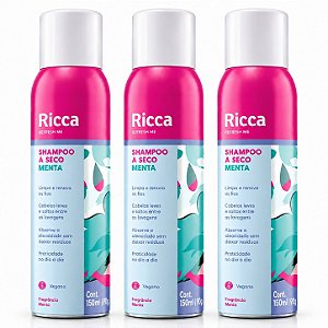 Kit Ricca: 3 Shampoos A Seco Menta 150ml Cód. 2850