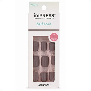 Unhas Autocolantes Kiss Ny Impress Self Love Extra Quadrado Curto Imc01b