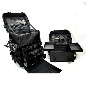 Maleta Nylon Boeki Para Maquiagem 2 em 1 Preta Kc-n43