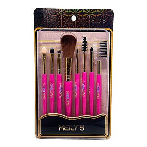 Kit Pincel Para Maquiagem Meily's Pink C/8 Mkp-146