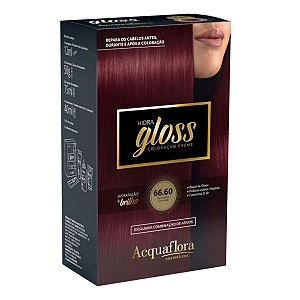 Coloração Creme Acquaflora Kit Hidra Gloss 66.60 Vermelho Granada