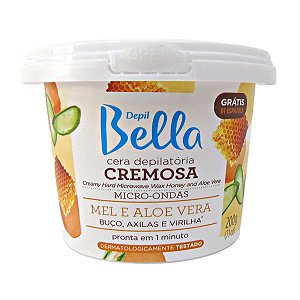 Cera Depilatória Cremosa Depil Bella Para Micro-ondas Mel e Aloe Vera 200g