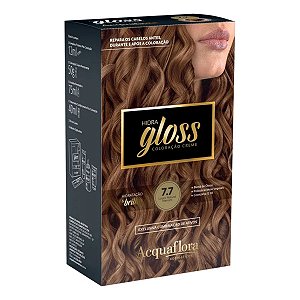 Coloração Creme Acquaflora Kit Hidra Gloss 7.7 Louro Natural Marrom