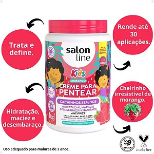 Creme para Pentear Salon Line Kids Morango Cachinhos Sem Nós 1kg