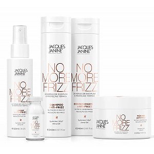 Kit Jacques Janine No More Frizz: Shampoo, Condicionador, Máscara 240g, Leave-in, Spray 120ml e Ampola