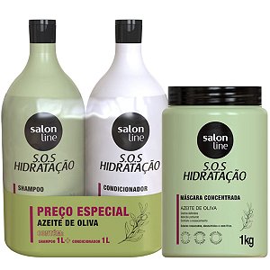 Kit Salon Line Sos Hidratação Azeite de Oliva C/3