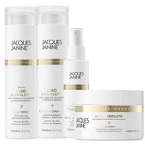 Kit Jacques Janine Liso Absoluto: Shampoo, Condicionador, Máscara 240g e Fluido 120ml