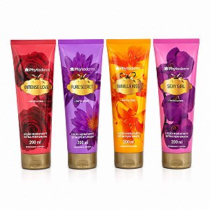 Kit Phytoderm Loção Hidratante:Intense Love, Sexy Girl, Pure Secret e Vanilla Kiss 200ml