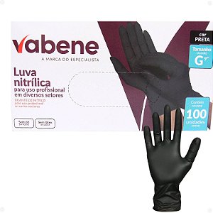 Luvas Nitrílicas Vabene Sem Pó Tam:g Com 100 Preta Ref.:3073