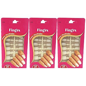 Kit Unhas Postiças Fing'rs Quadradas Rf. 1256 C/3