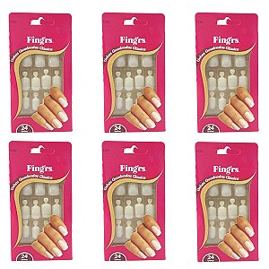 Kit Unhas Postiças Fing'rs Quadradas Clássicas Ref. 1270 C/6