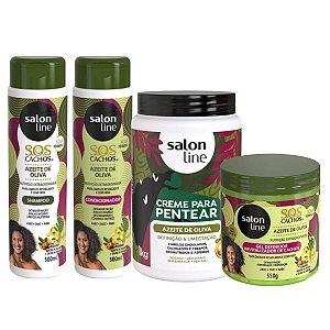 Kit Salon Line Sos Cachos Azeite de Oliva C/4