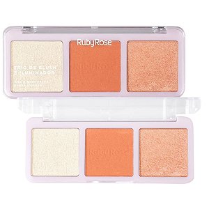 Trio de Blush e Iluminador Ruby Rose Hb-583-1 20,8g