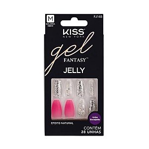 Unhas Postiças Kiss New York Gel Fantasy Jelly Bailarina Médio C/28un Fj14b