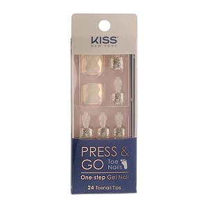 Unha Postiça Para Pés Kiss Press & Go White Diamond C/24un Kpt10k
