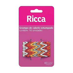 Grampo de Cabelo Estampado Ricca Style Étnico C/10un Cód.1030