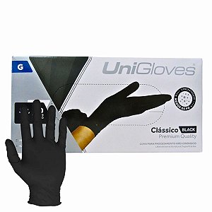 Luva Com Pó Unigloves Clássico Black Tam:g C/100un Preta