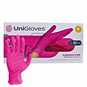 Luva Com Pó Unigloves Clássico Pink Tam:p C/100un