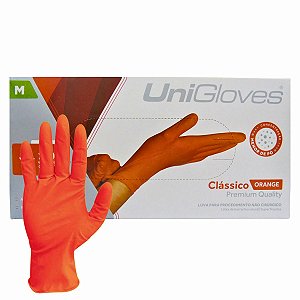 Luva Com Pó Unigloves Clássico Orange Tam:m C/100un