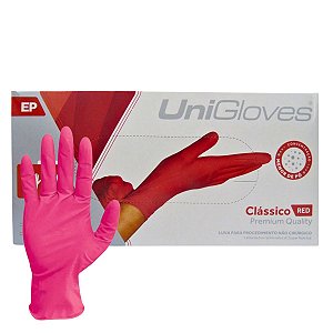 Luva Com Pó Unigloves Clássico Red Tam:ep C/100un