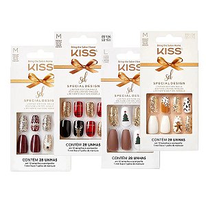 Kit Unhas Postiças Kiss Sd Special Design Edição de Natal C/4