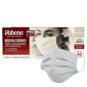 Máscara Cirurgica Tripla Descartável Vabene Pro Line Tam:único C/50 Uni Branca Ref.:1520
