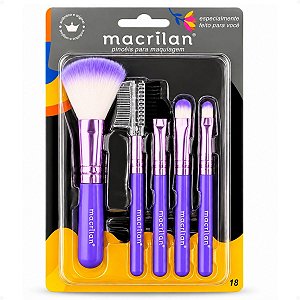 Kit Macrilan: 5 Pincéis Para Maquiagem Roxo Kp5-18