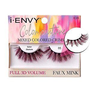 Cílios Postiços Kiss I-envy Color Couture Faux Mink Mixed Colored Crimson Ic05