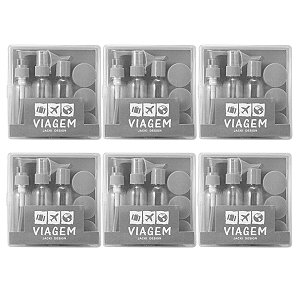Kit Jacki Design Kit de Frascos Para Viagem 9 Peças Akm20902 Cinza C/6